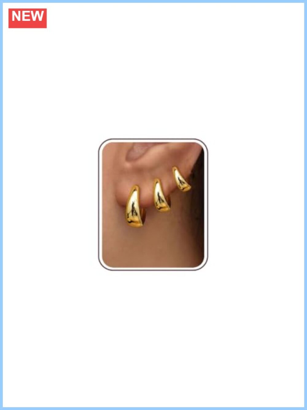 14K Gold Plated Hoop Earrings Set Sterling Silver Post Hypoallergenic Huggie